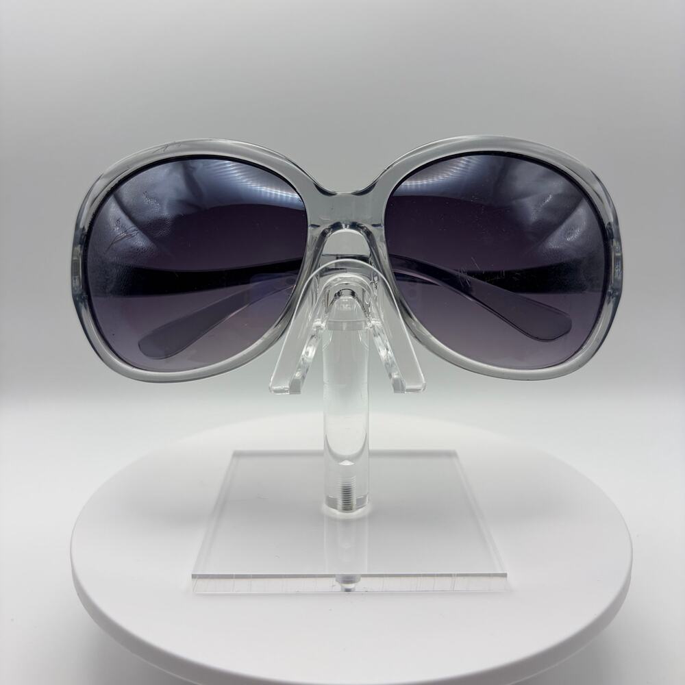 Oversized Round Gradient Sunglasses Translucent Gray Frame